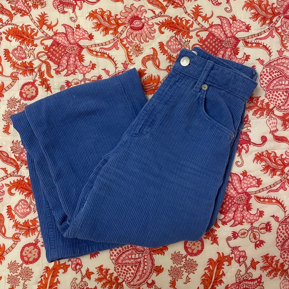 Zara High Rise Wide Leg Blur Corduroy Jeans Size 2